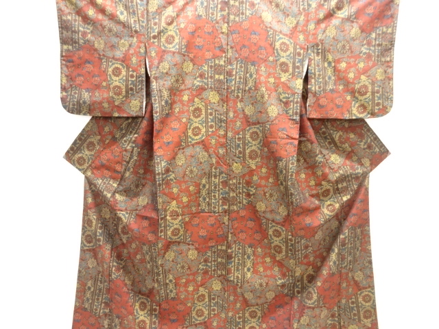 JAPANESE KIMONO / TSUMUGI / WOVEN FLOWER SARASA